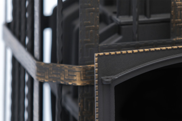 Печь банная чугунная Сибирь-32. Каминная дверца Сибирь (сетка)